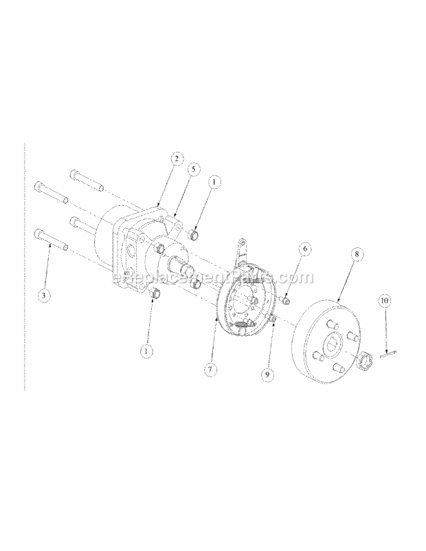 Brake Motor Mount And Hub Diagram and Parts List for M60-KH 53BB5BDX750-27HP-OHV Cub Cadet Lawn Tractor